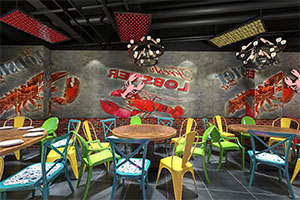 小龍蝦餐飲店裝修設計全景案例