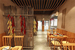 農(nóng)家小院餐飲店裝修設(shè)計(jì)全景效果圖