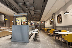 簡(jiǎn)約快餐店裝修設(shè)計(jì)全景圖