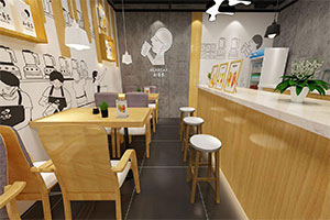 奶茶甜品店裝修設(shè)計(jì)全景圖